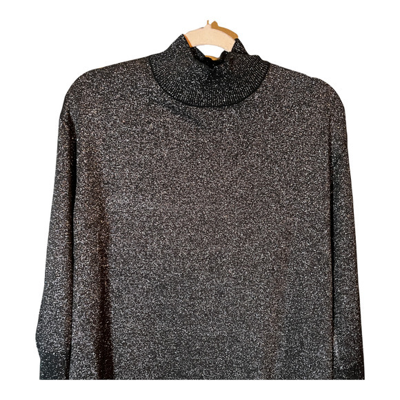 Cooper‎ St Black Metallic Alice Knit Dress Drop Shoulder Mock Turtleneck NWT - Picture 2 of 7